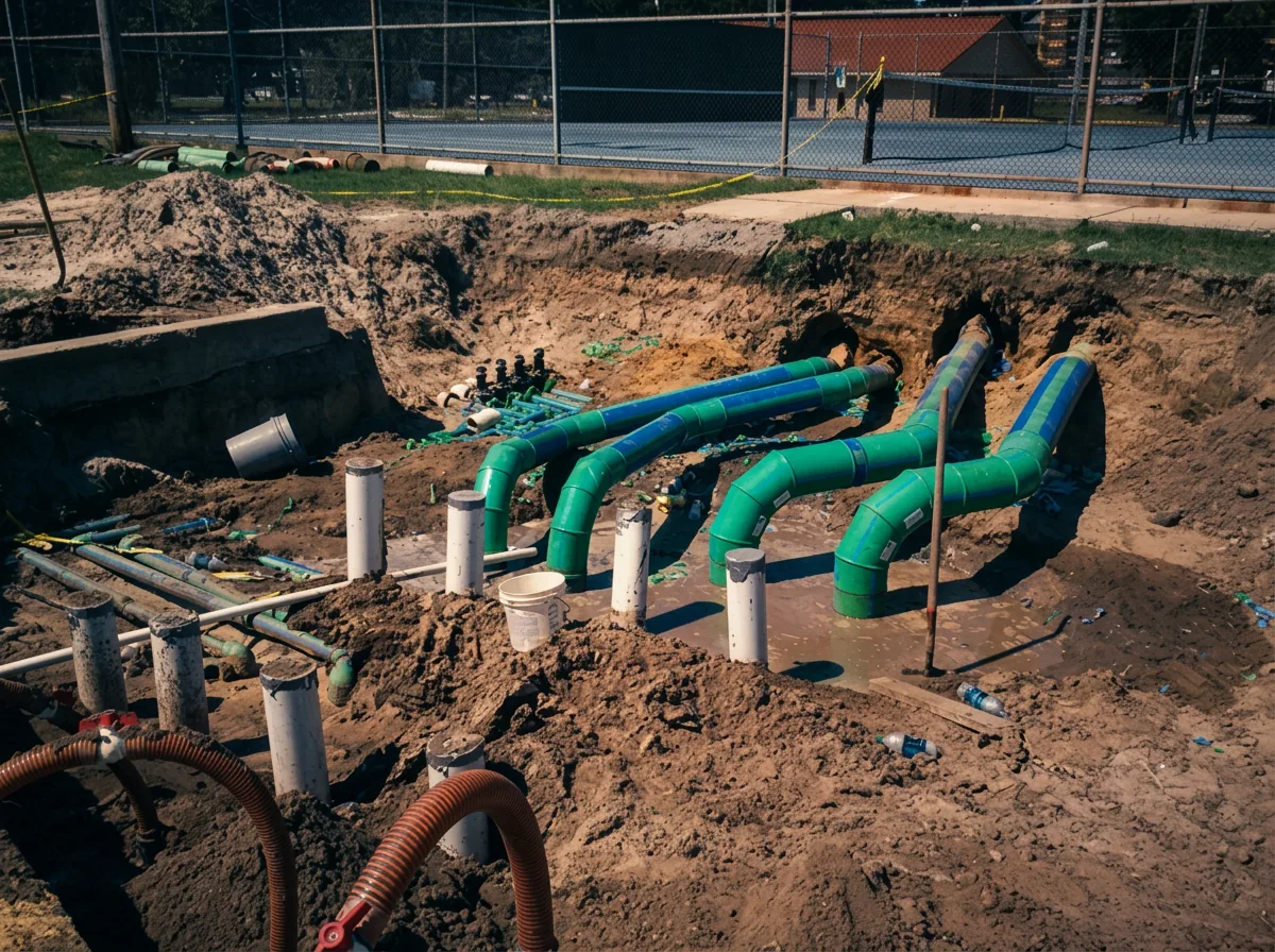 Weaver Mechanical crew installing commercial plumbing piping in a Gulf Coast facility